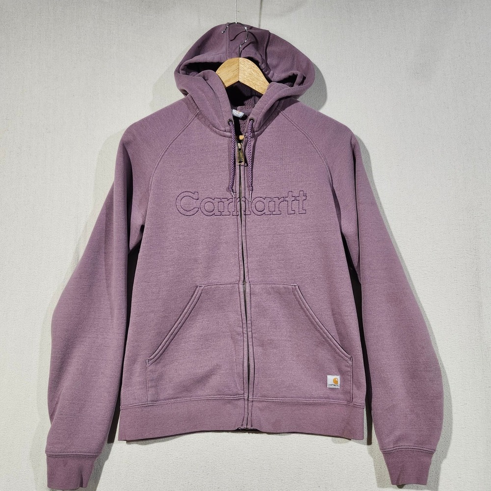 Carhartt Womens Full Zip Hoodie Purple Heather Embroidered Logo WK012 DYP Small
